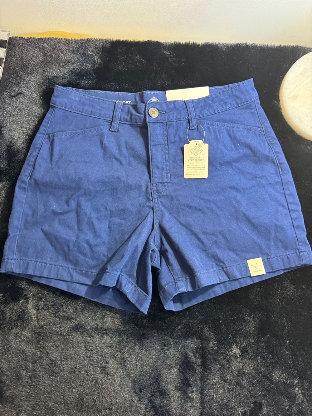 St. John's Bay Navy Blue High-Waist Cotton Chino Shorts